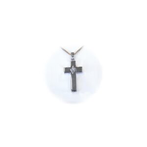 Sterling Silver Cross with Clear Quartz