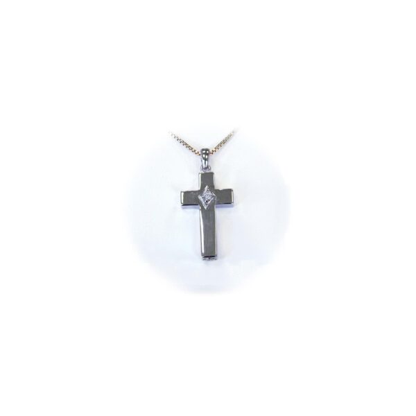 Sterling Silver Cross with Clear Quartz