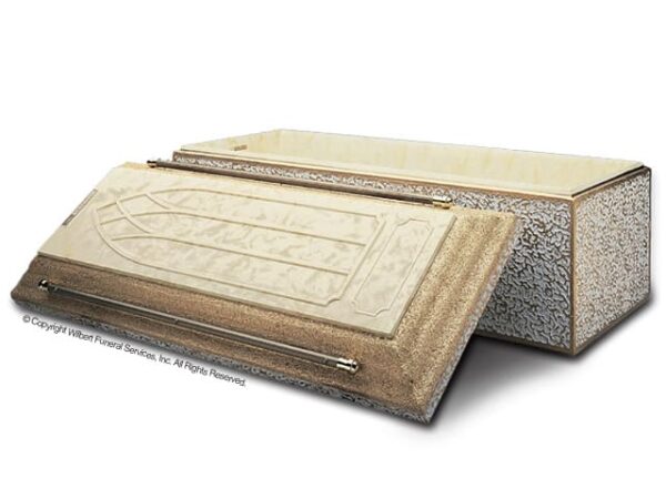 Venetian, heavy construction in base and cover, seamless plastic liner, nameplate with emblem, tongue in groove seal