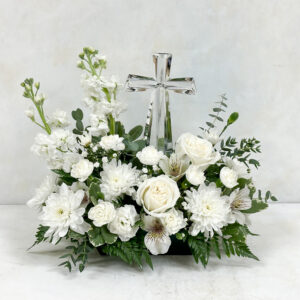 Crystal Cross Keepsake Arrangement - Neutral